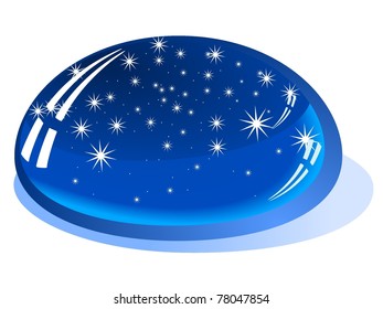 a drop of water with the reflection of the stars. vector