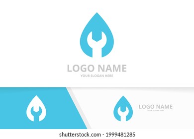Drop water and repair logo combination. Unique oil service logotype design template.