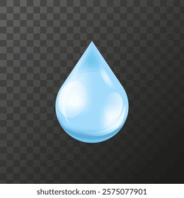 Drop water or serum collagen, Droplet rain dew or liquid essence skin care product, Vector illustration.