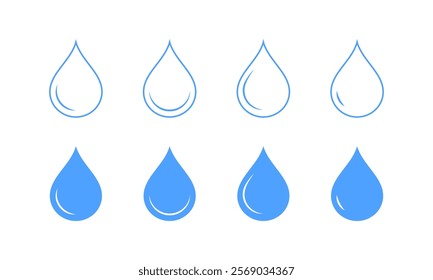 Drop of water set icons. Flat style. Vector icons.