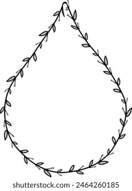 Drop water Shape Flower wreath frame leaf vector floral border picture frames Branch laurel botanical silhouette black elements decoration greeting wedding frames