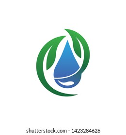 Drop water shape with tree leaf, Hydroponics Logo concept, flat design vector isolated