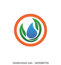 Drop water shape with tree leaf, Hydroponics Logo concept, flat design vector isolated