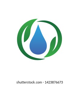 Drop water shape with tree leaf, Hydroponics Logo concept, flat design vector isolated