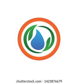 Drop water shape with tree leaf, Hydroponics Logo concept, flat design vector isolated
