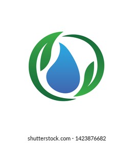Drop water shape with tree leaf, Hydroponics Logo concept, flat design vector isolated