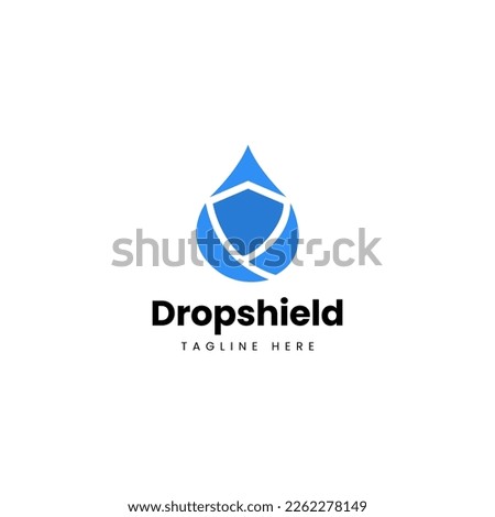 Drop water shield logo. Waterproof company design. Vector template