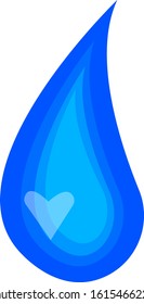 drop of water with a shiny heart-shaped pattern surface close-up concept of nature and liquids object on a white background