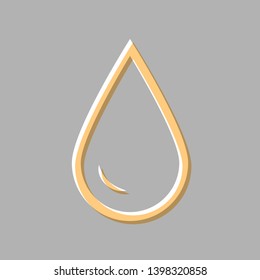 Drop of water sign. Emboss effect with light orange icon on gray background.