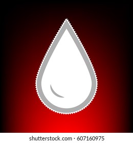 Drop of water sign. Postage stam or old photo style on red-black gradient background.