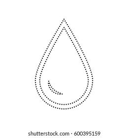 Drop of water sign. Vector. Black dotted icon on white background. Isolated.