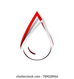 Drop of water sign. Vector. Detachable paper icon with red body stock. Isolated.