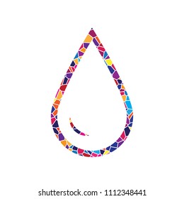 Drop of water sign. Vector. Stained glass icon on white background. Colorful polygons. Isolated.