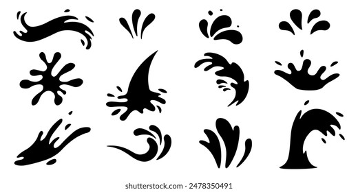 Drop water silhouette set. Liquid splash water set. Vector illustration.