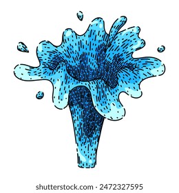 gota de agua salpicadura dibujada a mano. azul líquido, onda transparente, gota clara gota de agua salpicadura Vector boceto. ilustración de color aislado
