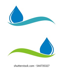 Drop Water And Swoosh Logo Template Illustration Design. Vector EPS 10.
