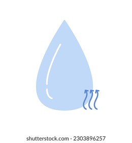 A drop of water with the symbol of evaporation. Evaporation symbol. moisture evaporation sign. Three arrows moving up. Vector illustration in flat style