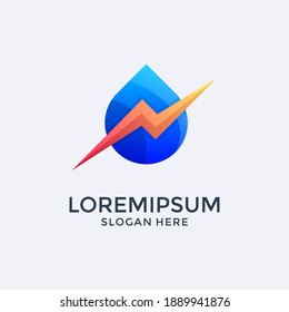 Drop water and thunder logo design