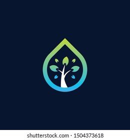 Drop Water Tree Naturally Creative Logo