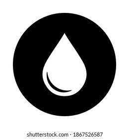 Icono del vector de agua de caída aislado en fondo blanco. Símbolo del icono Agua. Icono de agua vectorial para aplicación web o interfaz de usuario en círculo negro.