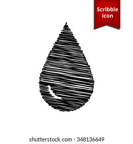Drop of water - Vector icon with pen and school paper effect. Scribble icon for you design.