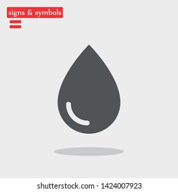 Drop water vector icon .The symbol of a rain and clean water , an illustration of a raindrop .The wheather line.