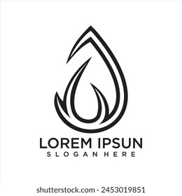Drop and water vector with line art. logo design and business logo template