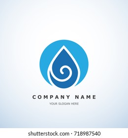 Drop of water vector logo. Clean water, circle water drop logo design