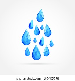 Drop of water, watercolor design, vector illustration