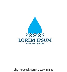 drop water with wave icon logo template