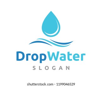 Drop Water with Waves on the Ocean Sign Symbol Icon Logo Vector