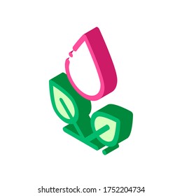 El sistema de agua de gota deja el signo isométrico vectorial de Bush. ilustración de símbolo aislado de color