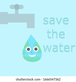 Drop of water.Water saving campaign poster.World Water Day is held annually on 22 March.