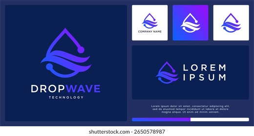 Plantilla de diseño de logotipo de tecnología de onda de caída