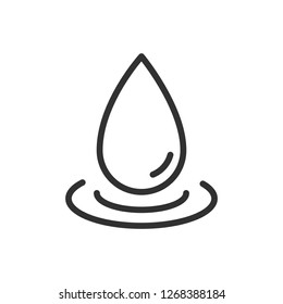 drop and waves. linear icon. Line with editable stroke