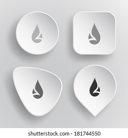 Drop. White flat vector buttons on gray background.