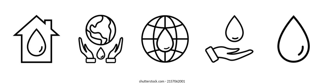 
Einen Tropfen. Welt- und Planetensymbol. Set. Vektorgrafik