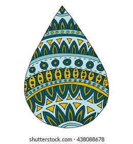 Drop zenart vector. Water zen tangle and doodle. Rain zentangle, zendoodle. Coloring book bubble. Tatoo drib, blob, bead, dribble, tear, globule
