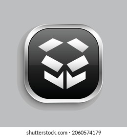 dropbox icon design. Glossy Button style rounded rectangle isolated on gray background.. Vector illustration