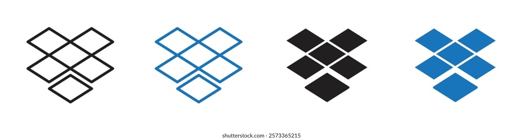 Dropbox icon Flat line symbol