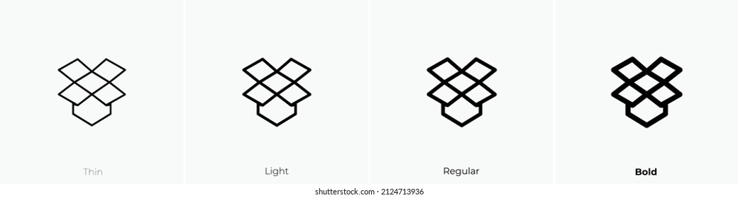 dropbox icon. Thin, Light Regular And Bold style design isolated on white background