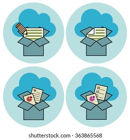 Dropbox opportunities vector icon set