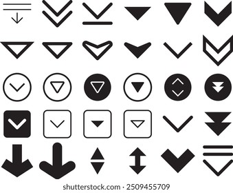Dropdown arrow set. A large collection of arrows for dropdown menus.