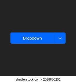Dropdown Button. Simple Blue Rectangular Icon On Transparent Background. Vector Illustration