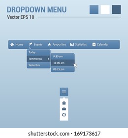 Dropdown horizontal menu - website elements - web design UI