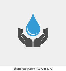 Drope flat vector icon. Water flat vector icon. Drop in the palms flat vector icon