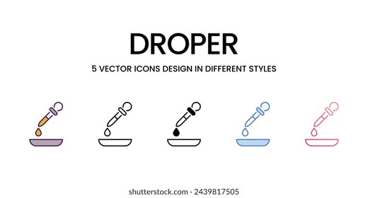Droper icons set in different style vector stock illustration