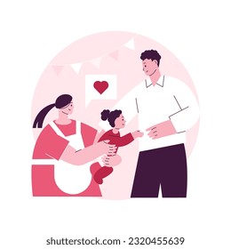 Drop-in childcare abstract concept vector illustration. Short-term childcare, babysitter service, drop-in daycare center, hourly drop-off nursery school, part-time kindergarten abstract metaphor.