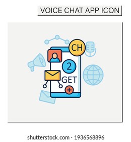 Drop-in-audio chat invite color icon. Communication application with friends.Invitation link. Invite message. Voice communicate concept. Isolated vector illustration
