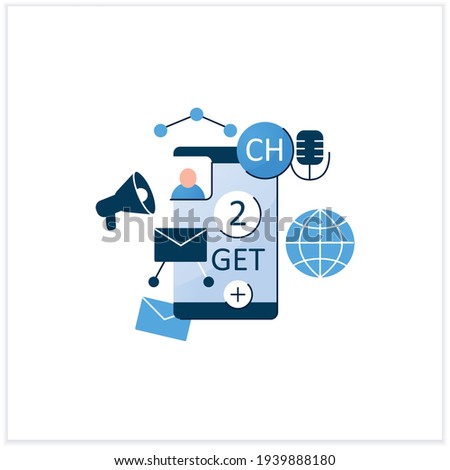 Drop-in-audio chat invite flat icon. Communication application with friends.Invitation link. Invite message. Voice communicate concept. 3d vector illustration